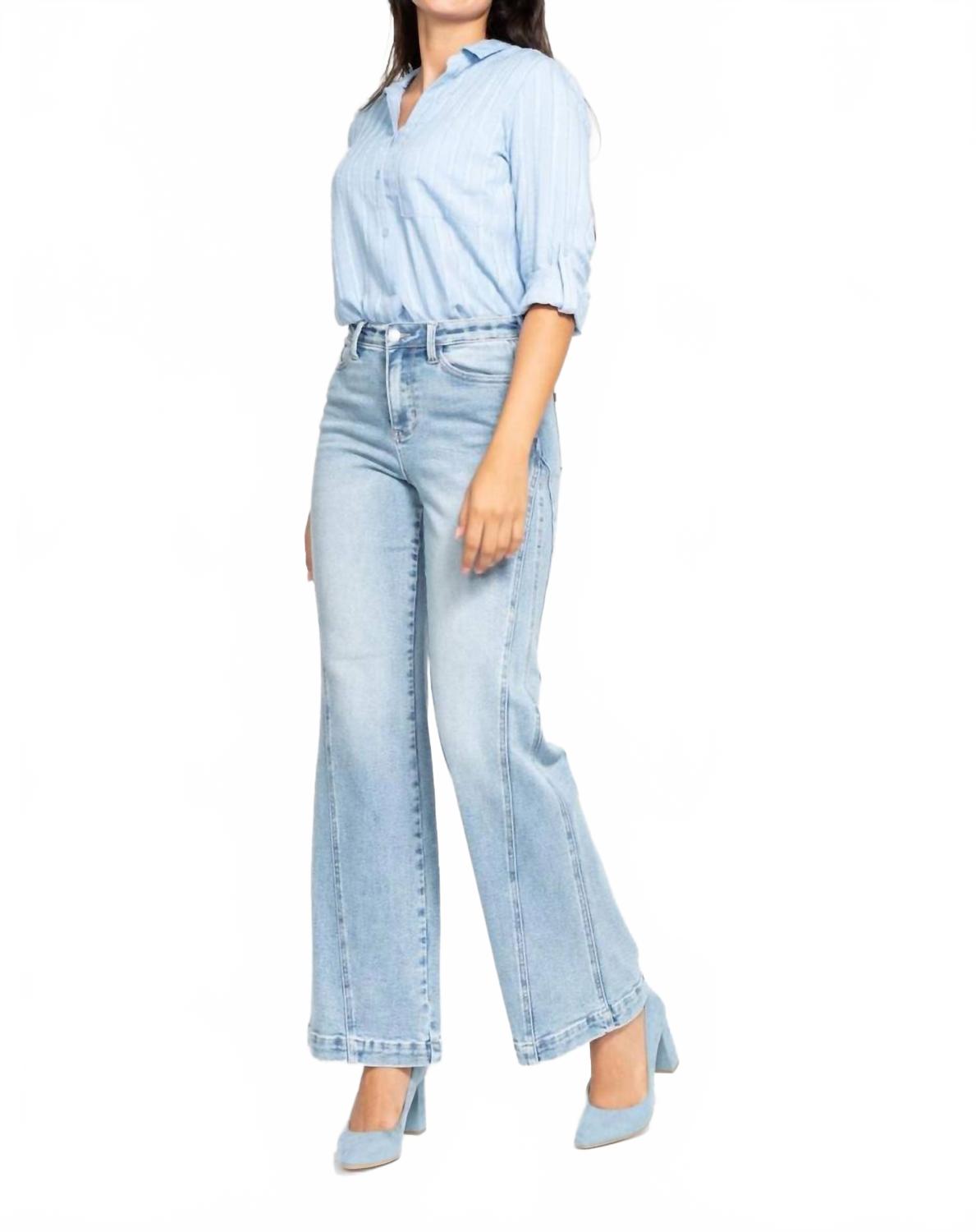 

Ретро джинсы с широким боковым швом в среднем размере Judy Blue, Medium