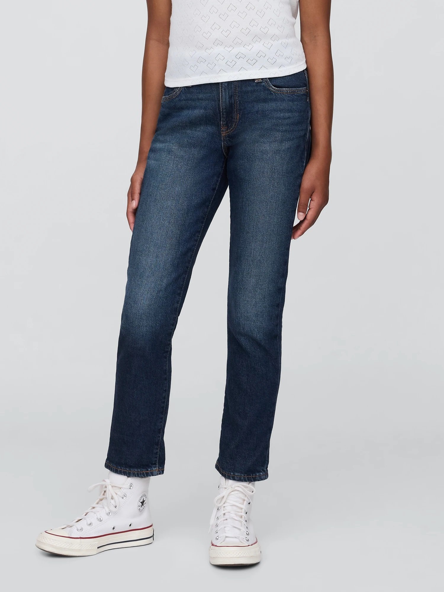 (K) Джинсы Washwell Girlfriend Denim (детские) GAP, DARK_WASH