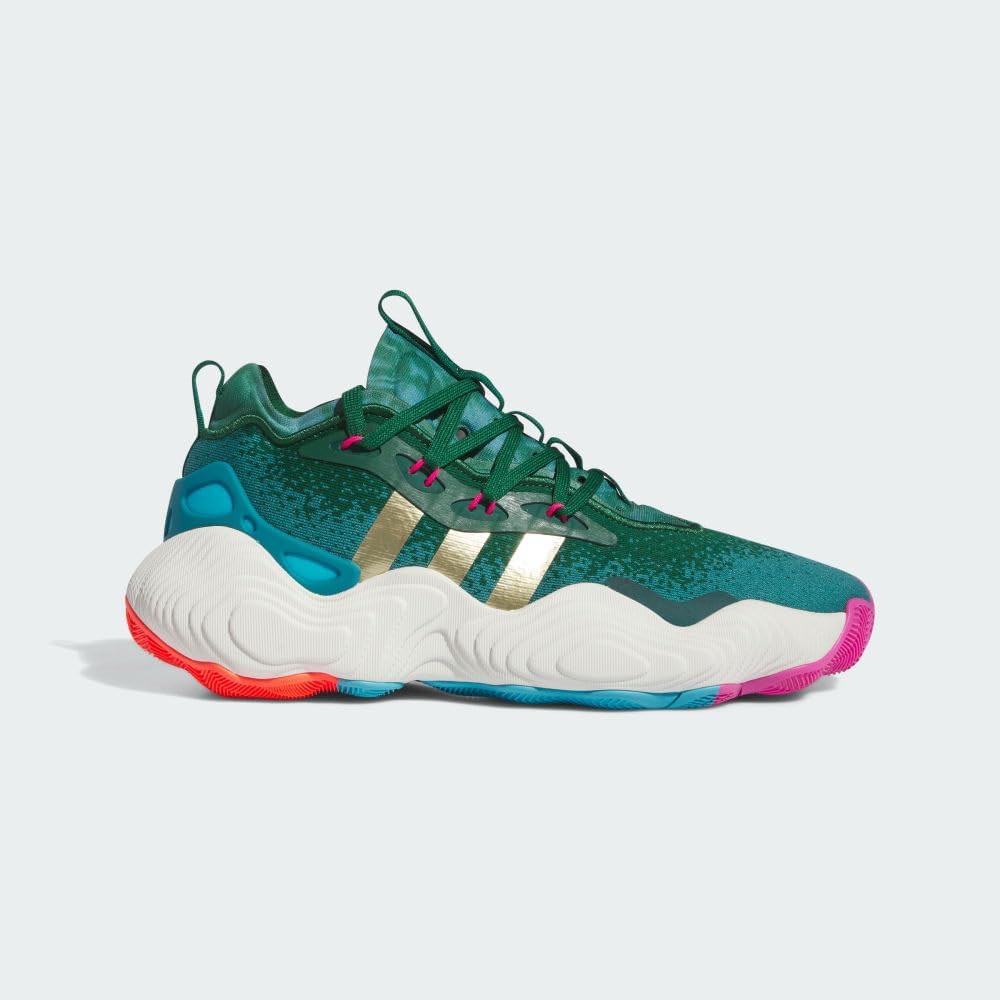 Кроссовки Adidas для взрослых, унисекс, модель Trae Young 3 Low, зеленый/золотой — фото 2