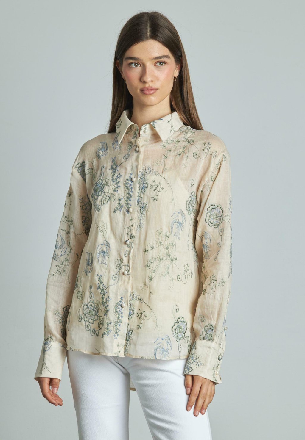 

Блузка на пуговицах FLORAL Alma en Pena, бежевый