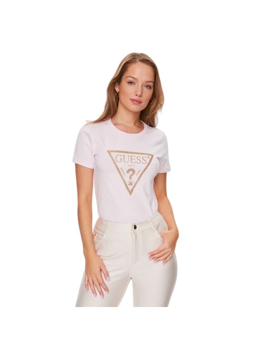 

Футболка с треугольным логотипом Guess, розовый