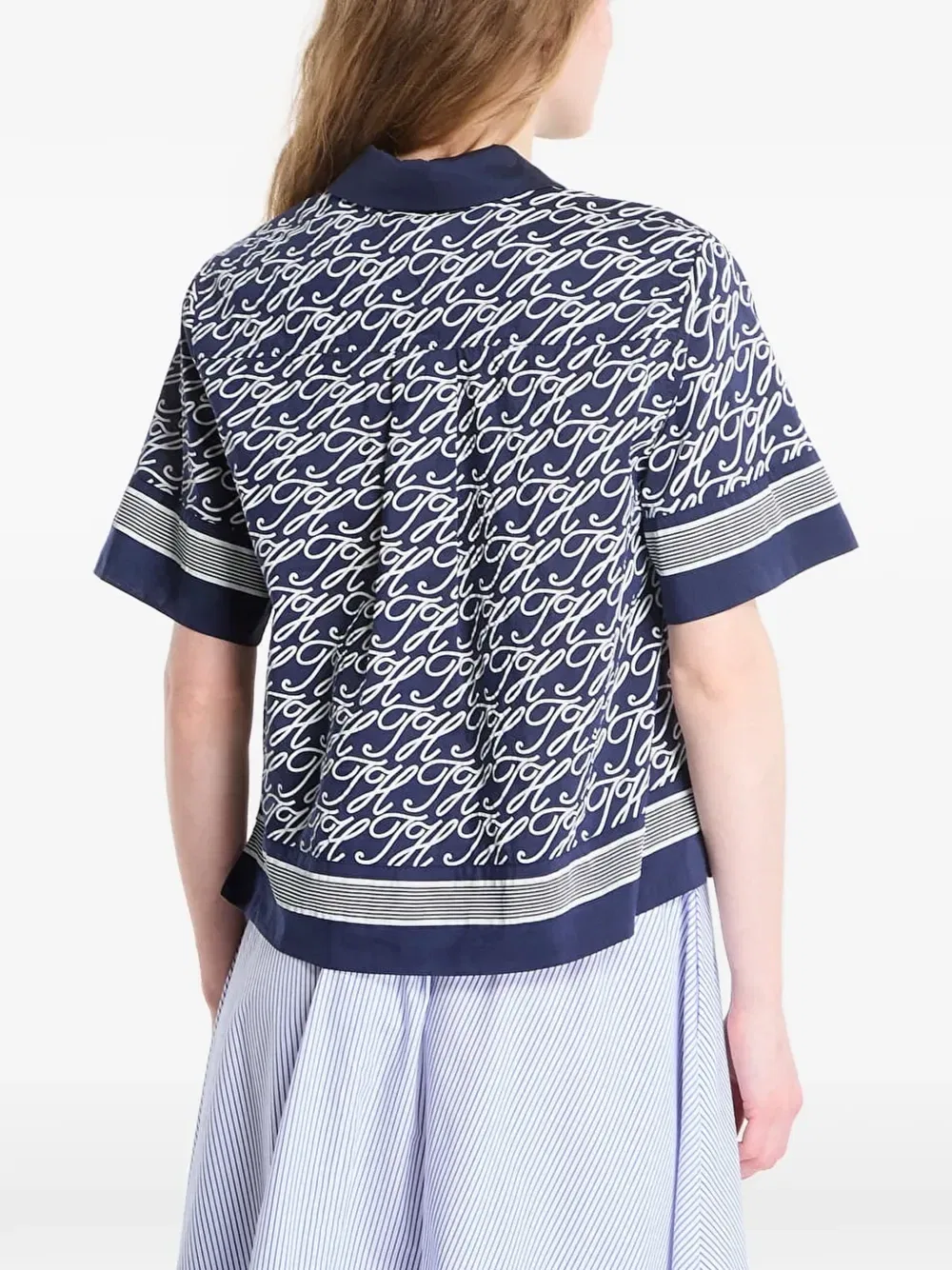 Рубашка с короткими рукавами и монограммным принтом Tommy Hilfiger, синий — фото 4