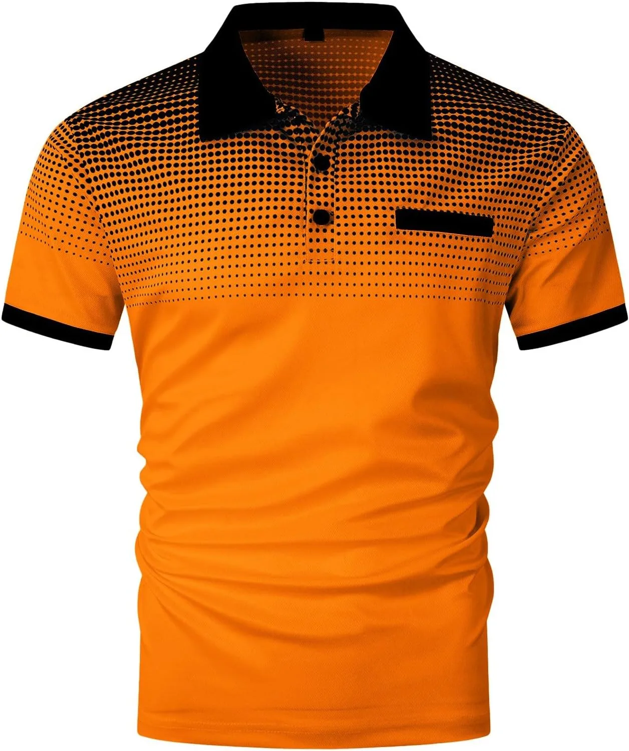 Мужская поло с коротким рукавом, V-образным вырезом и карманом, Slim Fit — фото 3