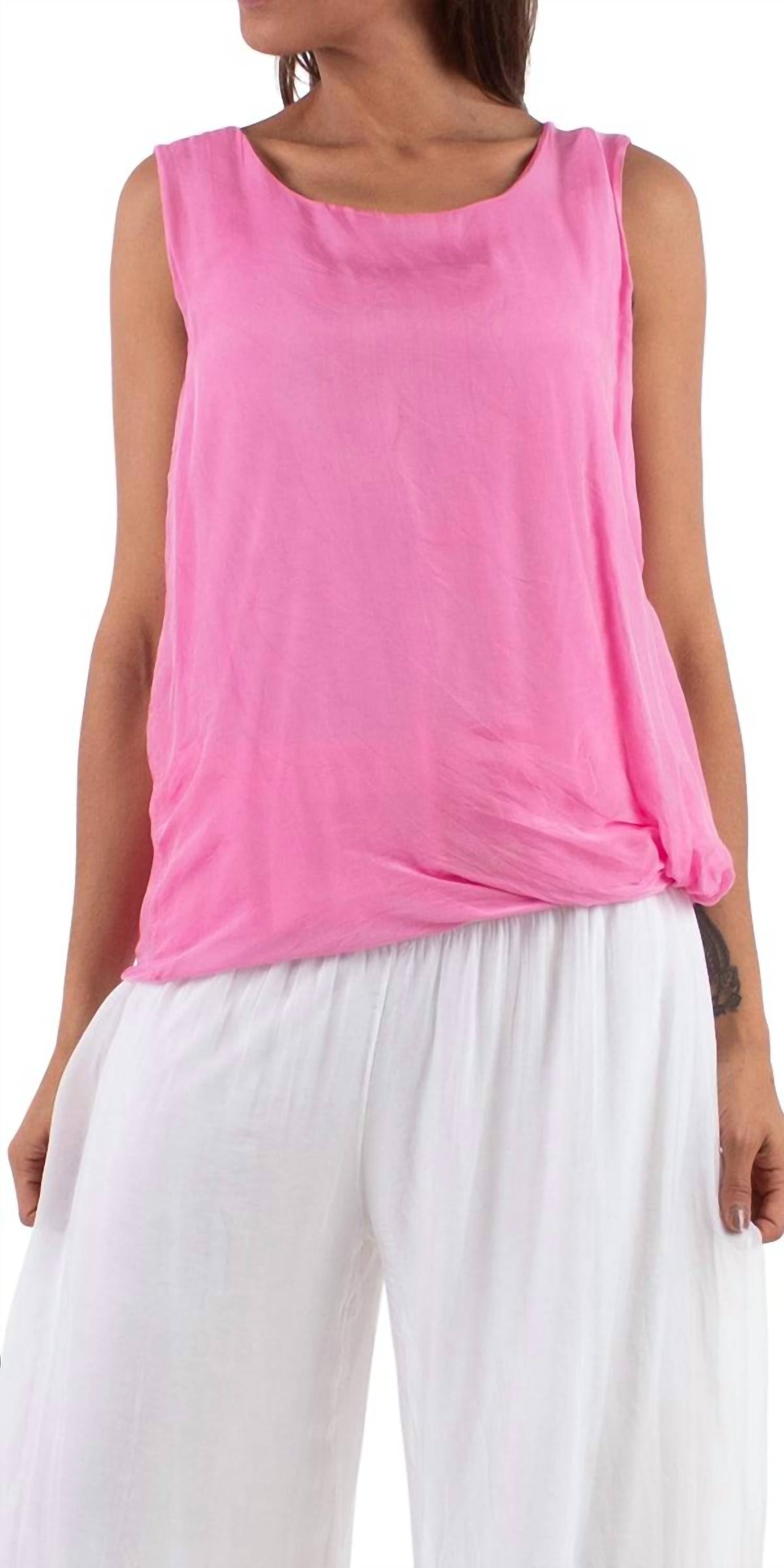 

Шелковый топ Paola с круглым вырезом, ярко-розовый Gigi Moda, розовый