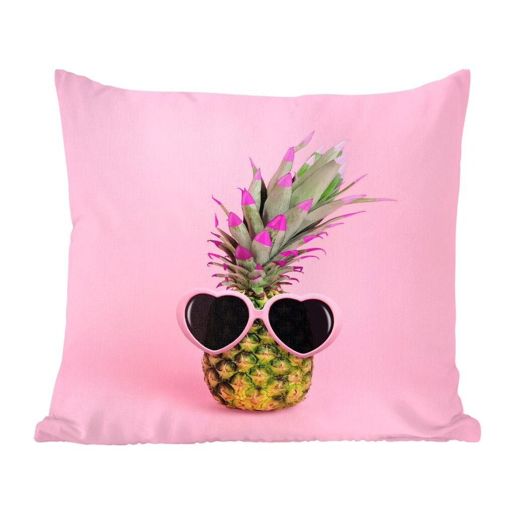

MuchoWow Pineapple - Ананас на розовом фоне в солнечных очках - 60x60 см - Чехол на подушку - хлопчатобумажная ткань - Декоративные чехлы на подушки