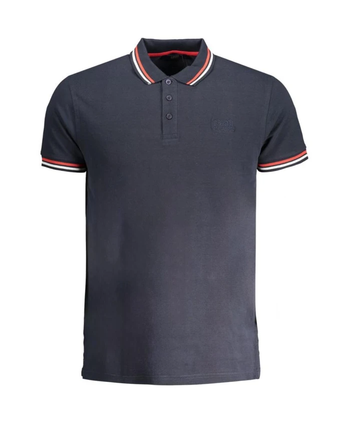 

Синяя хлопковая рубашка-поло с вышитым логотипом. Cavalli Class, синий