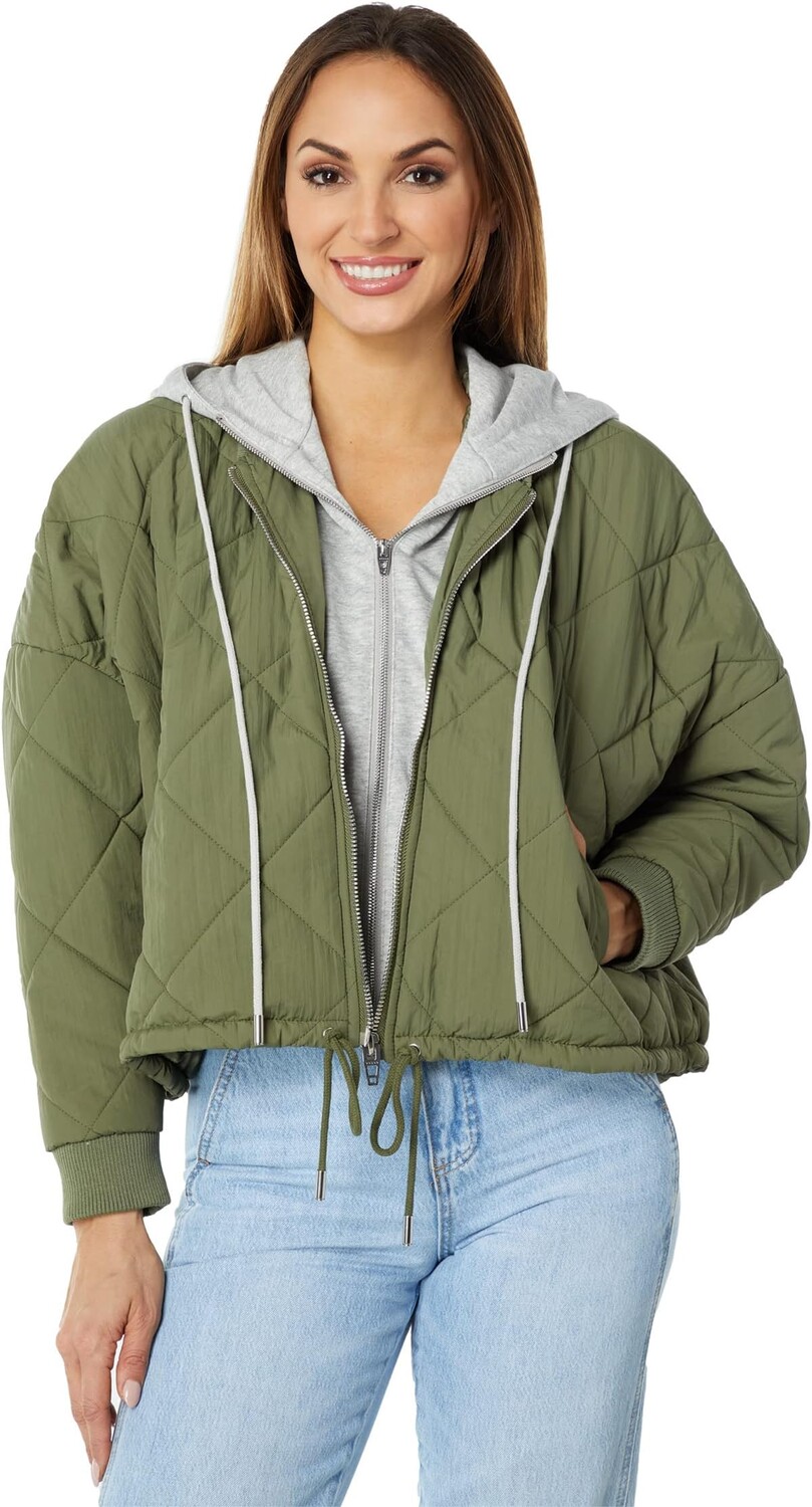 

Куртка Blank NYC Niylon Quilted French Terry Hooded Jacket in Hook Up, цвет Green/Grey