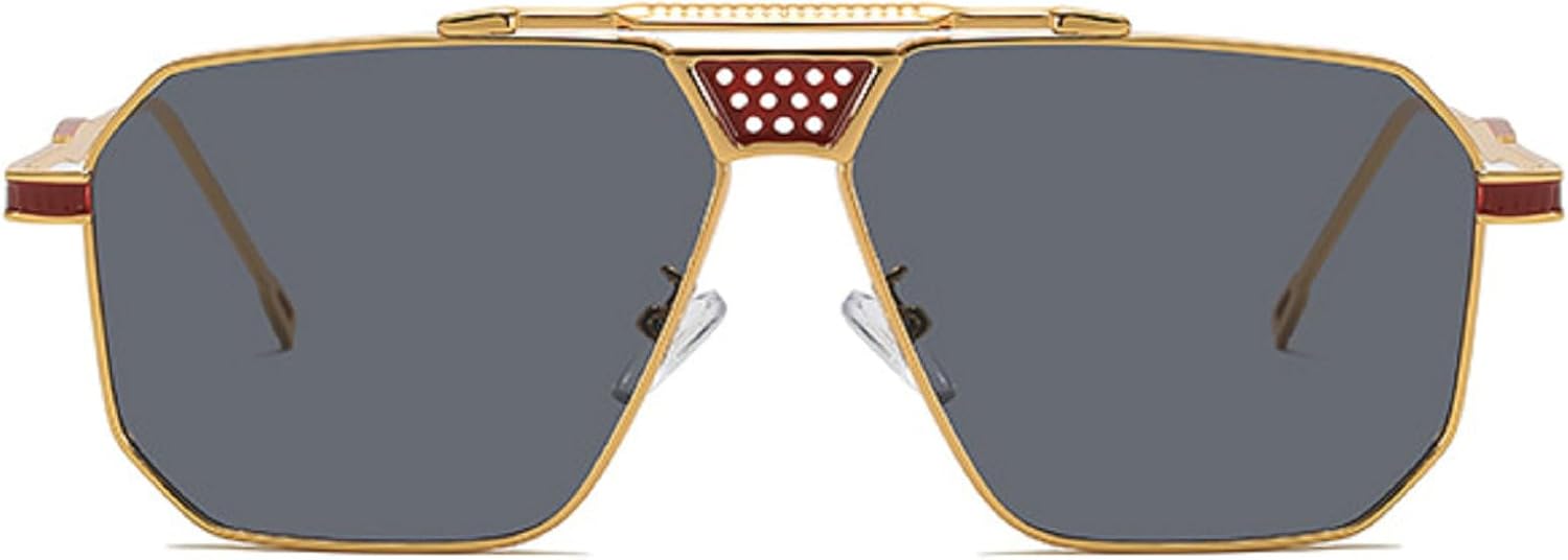 

Ретро женские роскошные металлические квадратные солнцезащитные очки с защитой от УФ-излучения UV400, модные градиентные мужские солнцезащитные очки-пилот mincl, Red Gold Black