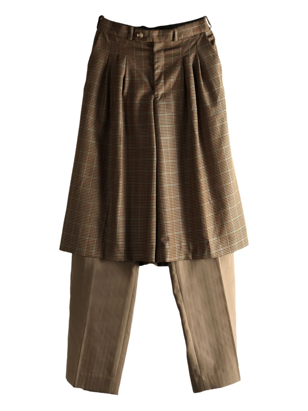 

Плиссированные брюки в гусиную лапку Late for Work, коричневый