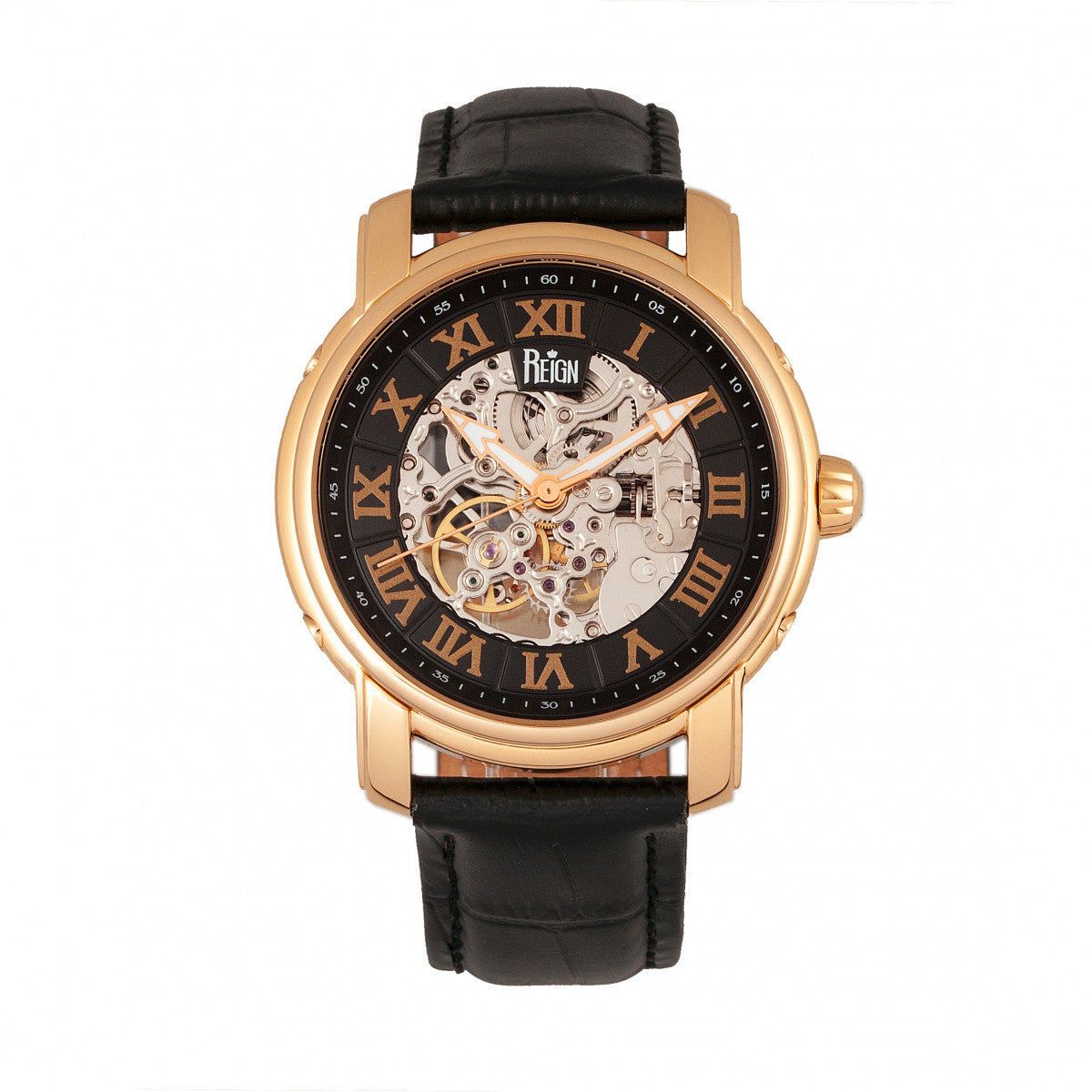 

Часы Kahn Automatic Skeleton с кожаным ремешком Reign, розовый