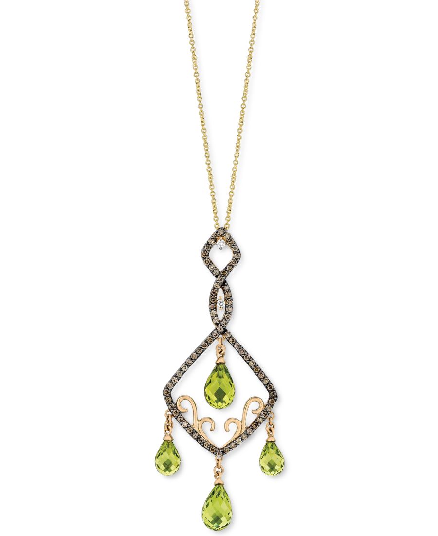 

Подвеска-колье из 14-каратного желтого золота, украшенная перидотом Зеленое яблоко (7,3 карата), бриллиантами Шоколад (5,8 карата) и бриллиантами Ваниль (1,20 карата), длиной 45 см Le Vian, No Color