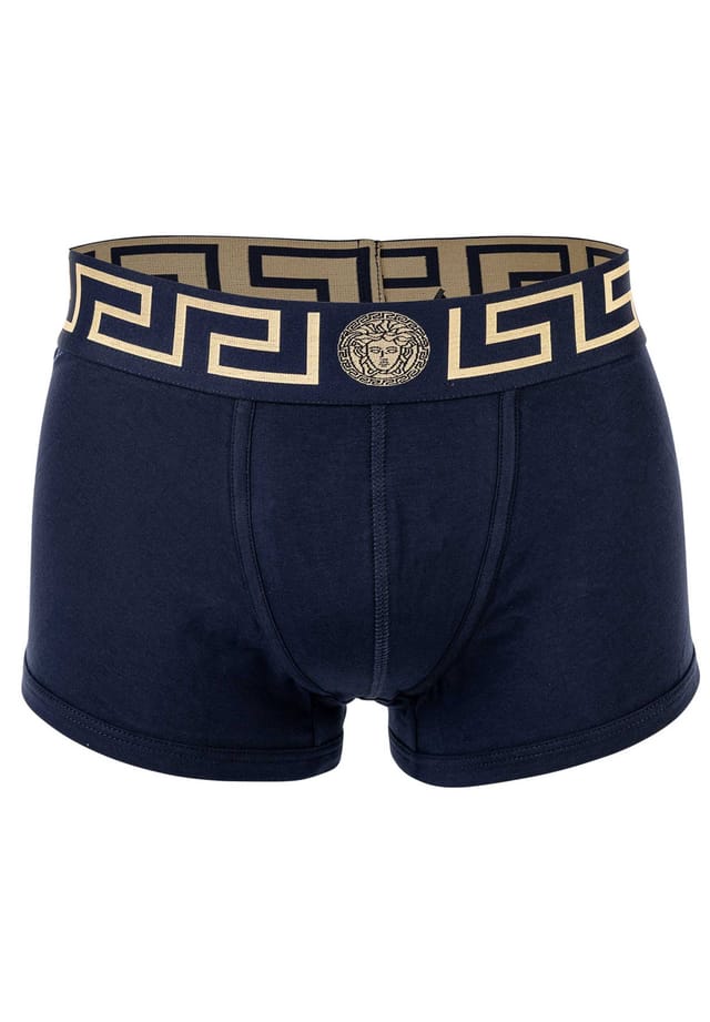 

Плавки - шорты-боксеры топика стрейч хлопок однотонные Versace, синий