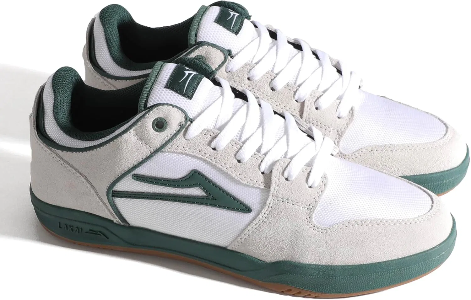 Мужские скейтбордистские кроссовки Lakai Cardiff - дышащие повседневные кроссовки, 2-White Suede Cordura Spruce — фото 2