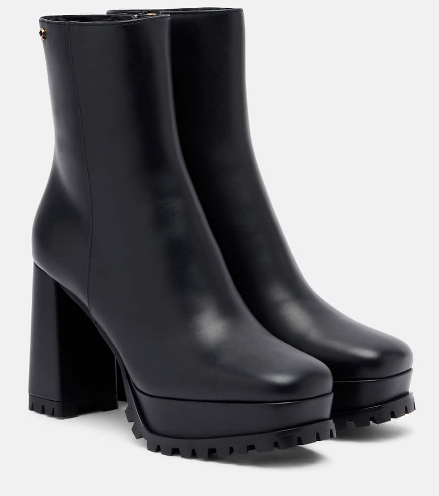 Кожаные ботинки на платформе Gianvito Rossi, Black + Black