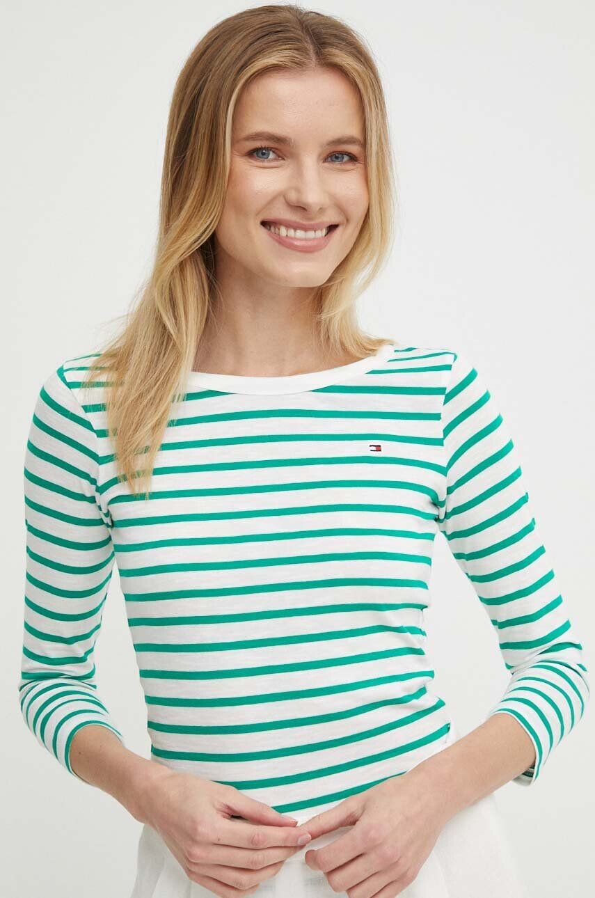 

Хлопковый топ Tommy Hilfiger с длинными рукавами, зеленый