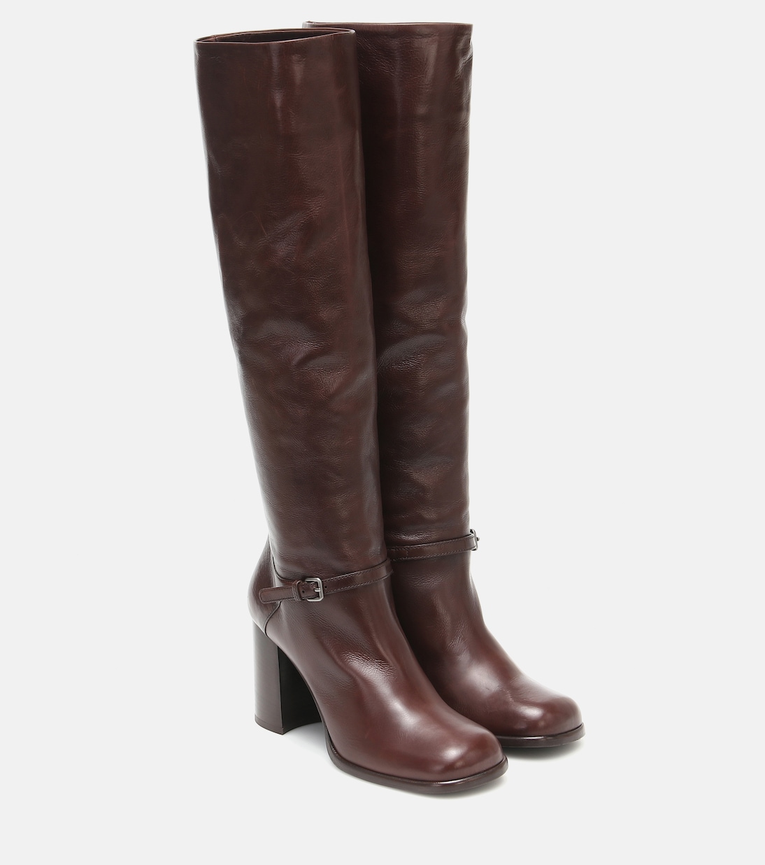 Кожаные сапоги до колена Miu Miu, Bruciato
