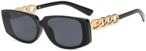 

Маленькие квадратные солнцезащитные очки для женщин в стиле панк, винтажные прямоугольные солнцезащитные очки, защита от ультрафиолета UV400 MTZJH, Black Gray