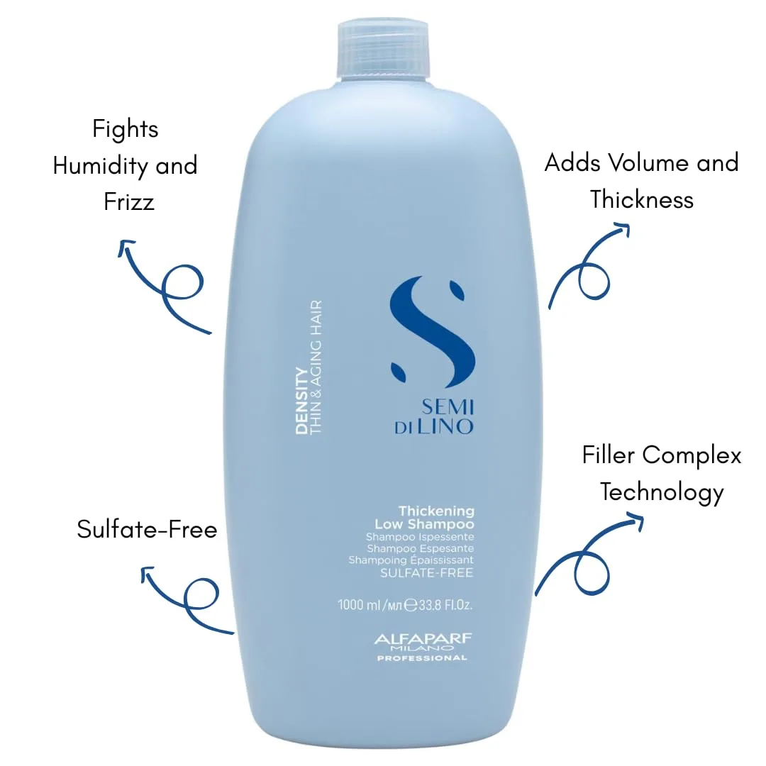 ALFAPARF MILANO Semi di Lino Density Thickening Shampoo - пептиды и аминокислоты - для тонких и редких волос - без сульфатов - придает объем и густоту 1000 мл (.) — фото 3
