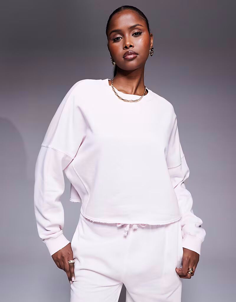 

Рубленая толстовка River Island светло-розовая