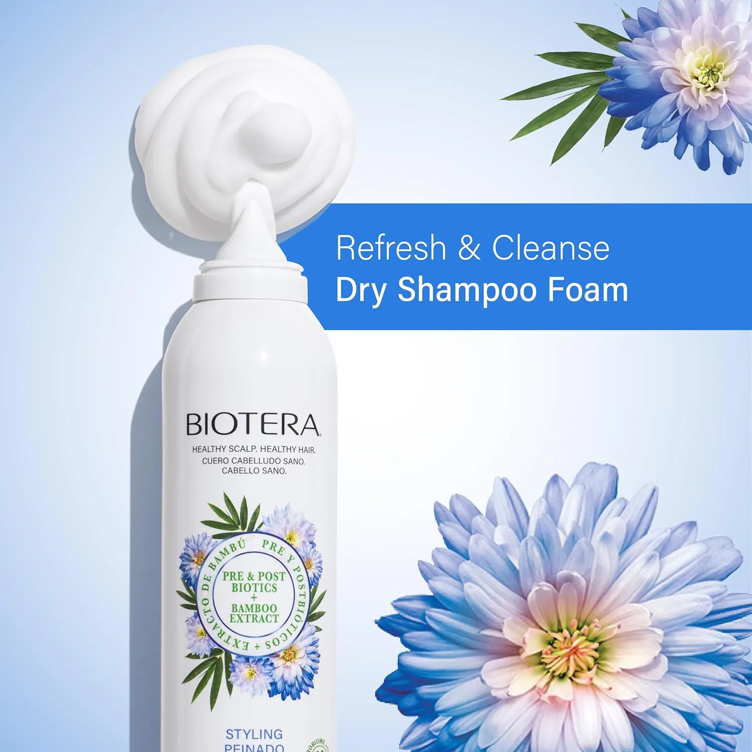 Сухой шампунь-пенка Biotera Refresh & Cleanse для жирной кожи головы и волос | Веганский продукт, не тестируется на животных | Без парабенов | Безопасен для окрашенных волос | 255 мл, white — фото 4