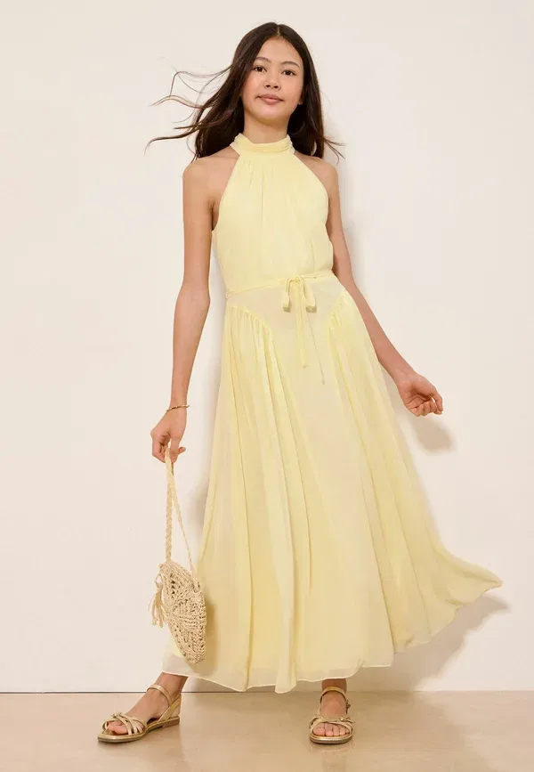 Платье макси Regular fit teen halter seamed maxi occasion dress Lipsy, сливочно-желтый