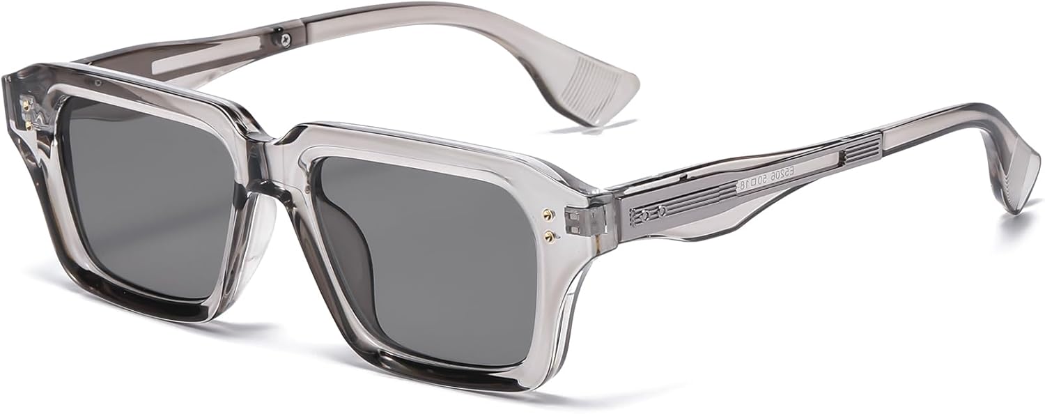 

Солнцезащитные очки AIEYEZO прямоугольной формы для мужчин и женщин, модные солнцезащитные очки в квадратной оправе, ретро-дизайнерские очки в стиле 90-х, Clear Grey/Grey