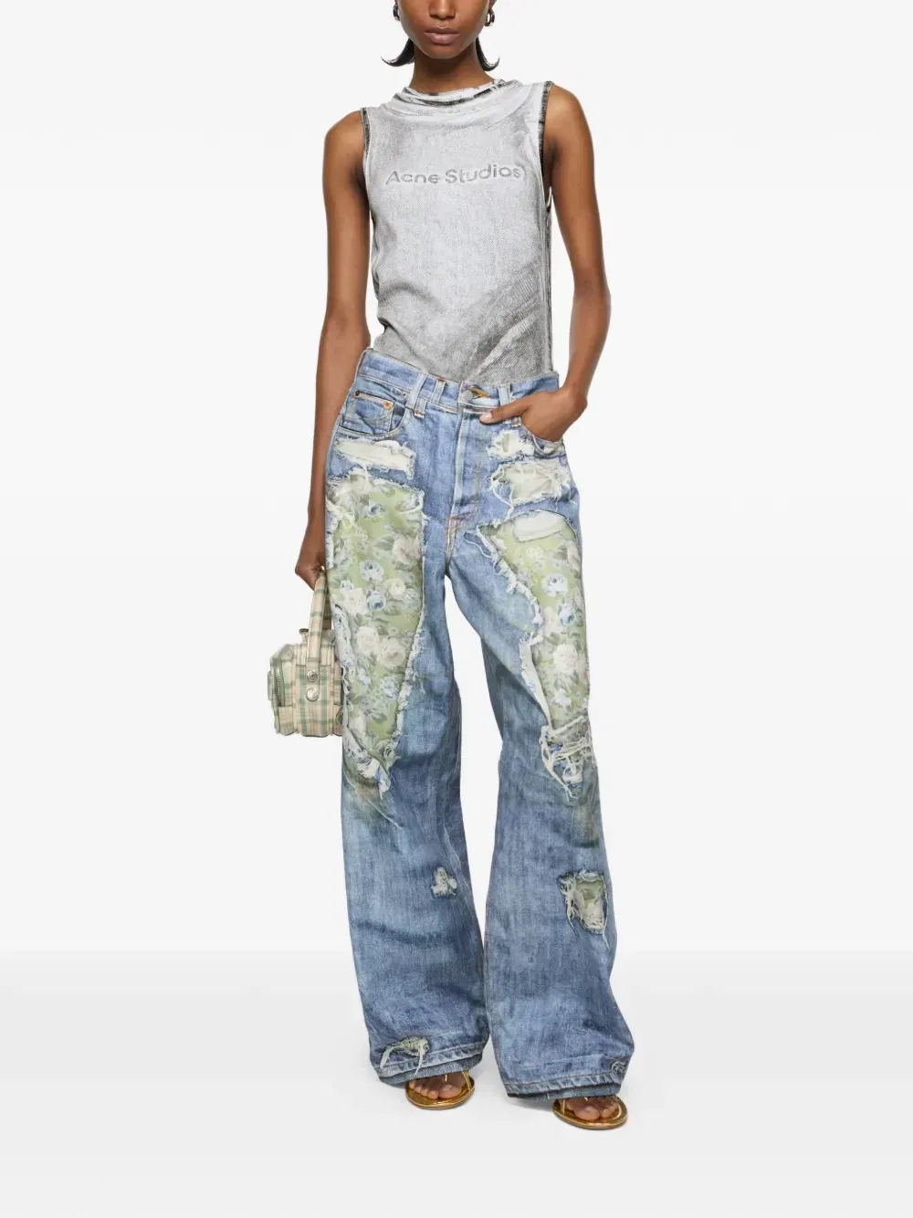 Топ с логотипом Acne Studios, серый — фото 2