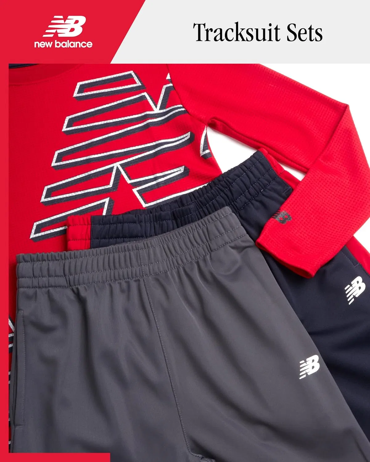 Детский спортивный костюм New Balance, 3 предмета, цвет Red/Eclipse — фото 2