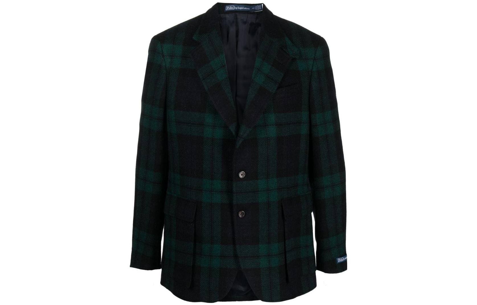Polo Ralph Lauren Приталенный однобортный пиджак из шерсти в рубчик, Green — фото 3