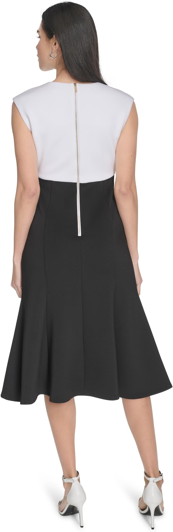 Платье Calvin Klein Scuba Color Block A-Line, цвет Black White — фото 2