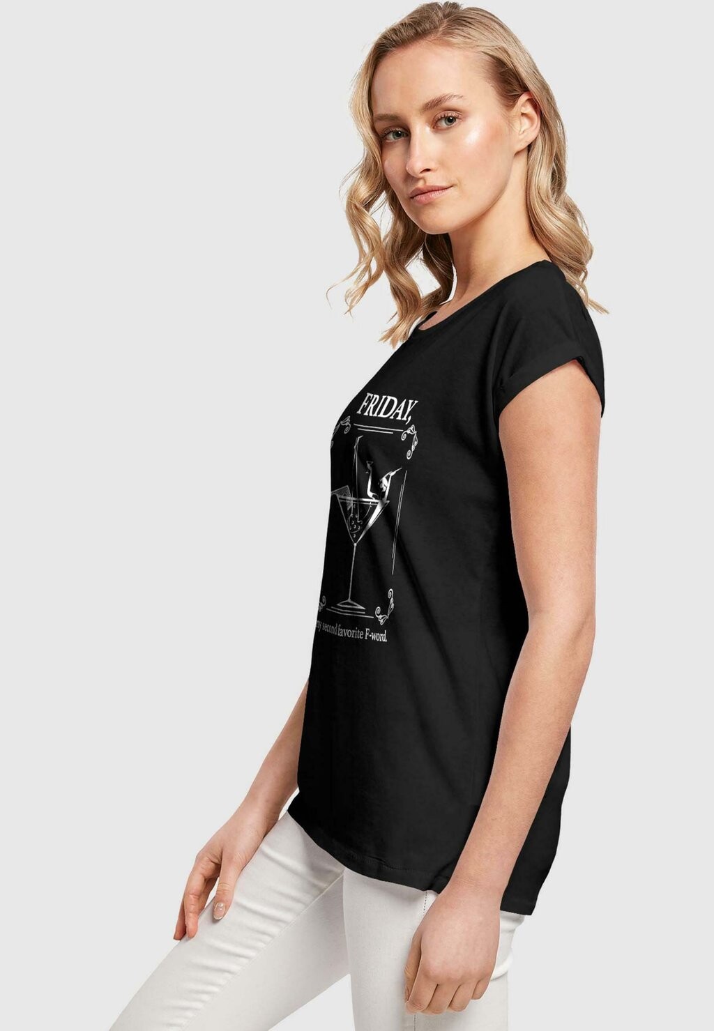 

Футболка с принтом F WORD EXTENDED SHOULDER Mister Tee, черный