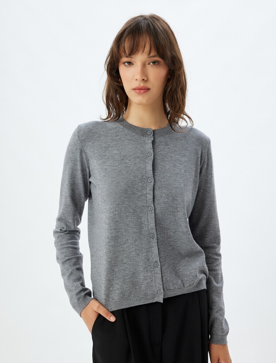 

Вязаный кардиган Koton Knit Cardigan, пятнистый серый