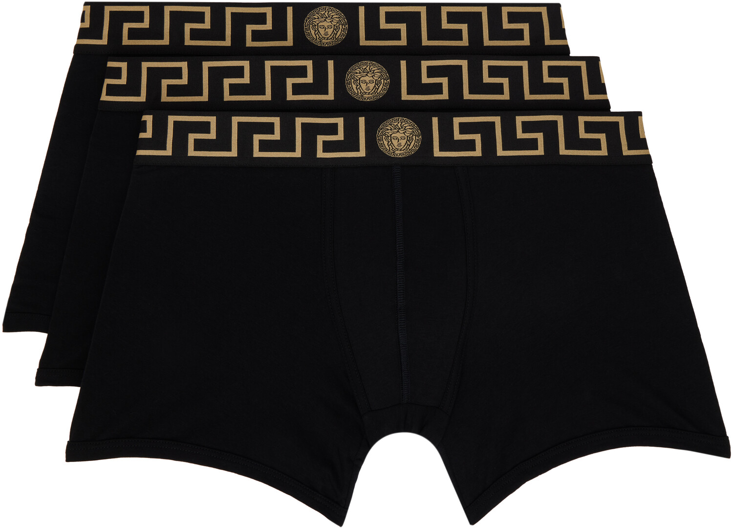 

Двое пар трусов-боксеров черного цвета с узором Greca Border Versace Underwear