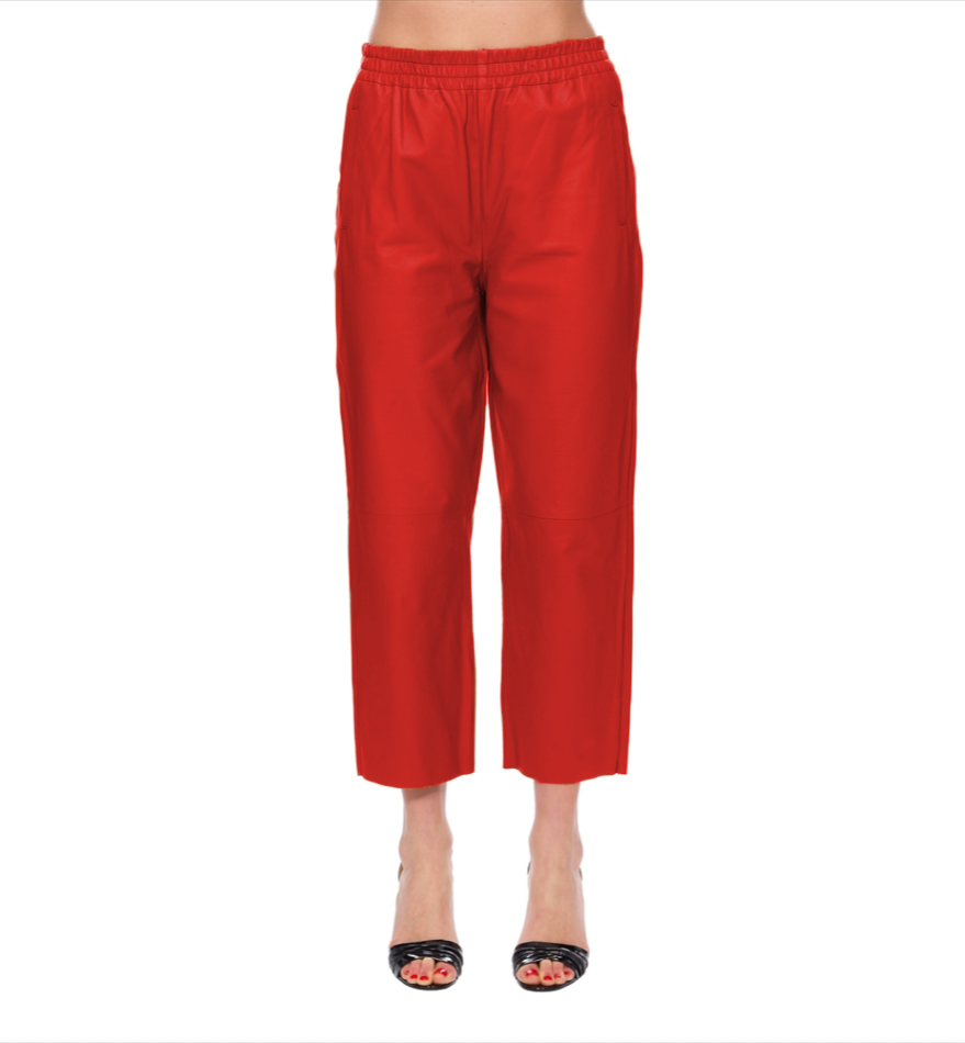 

Красные женские брюки из овчины Pinko