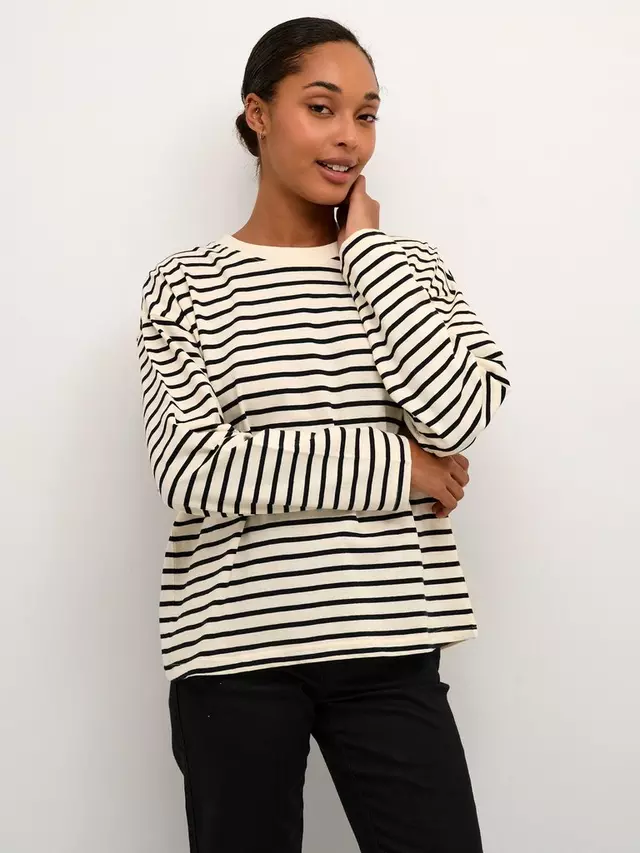 

Топ KAFFE Winny Stripe Jersey, цвет antique/white/black