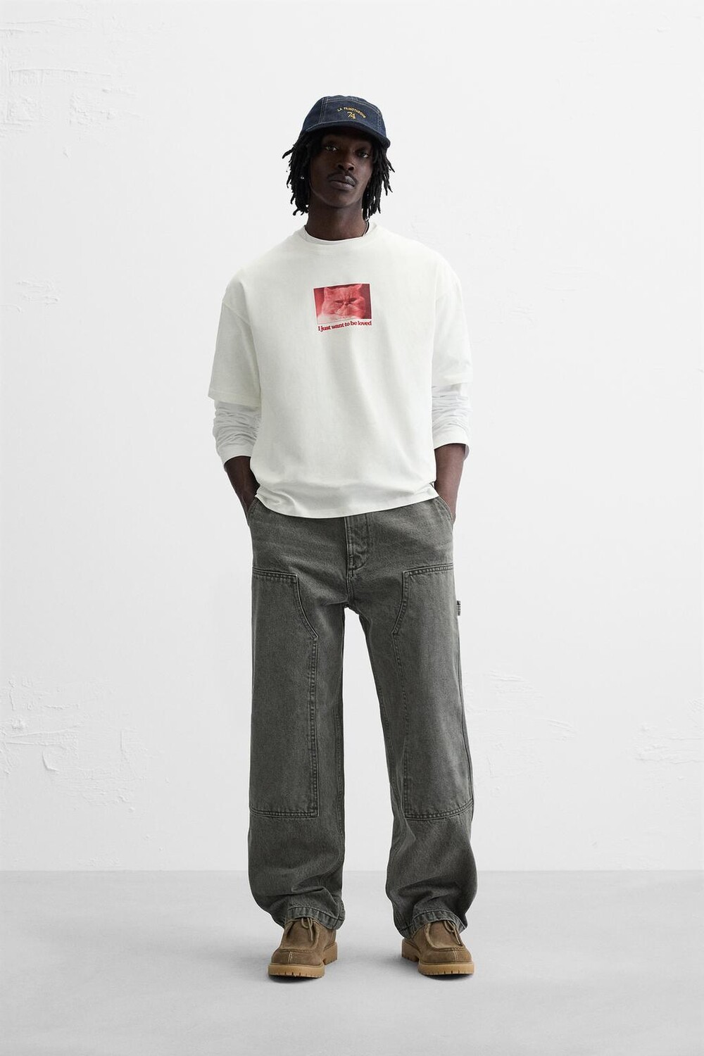 

Футболка с фотографией животных ZARA, устрично-белый