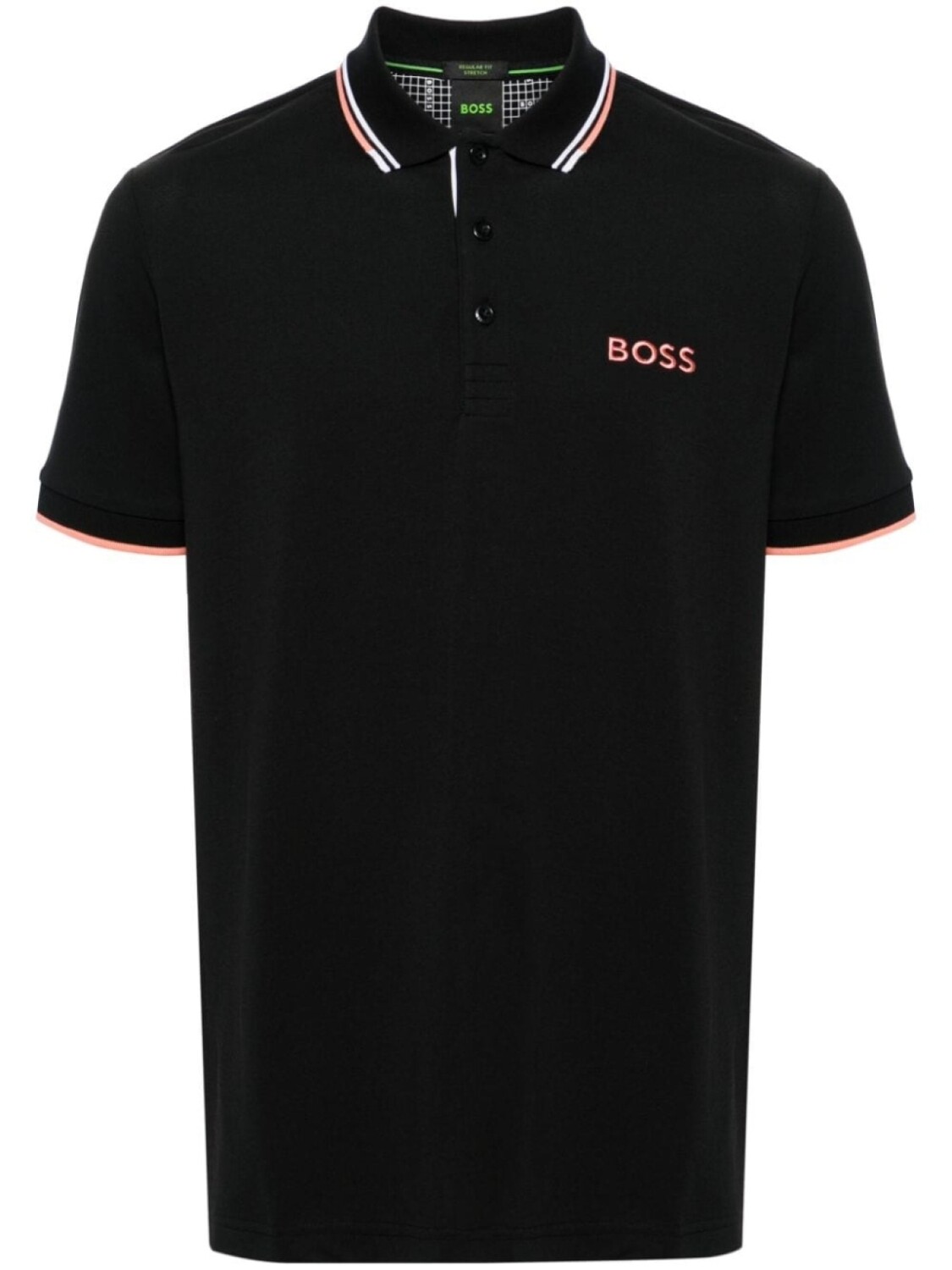 

BOSS рубашка поло с вышитым логотипом, черный