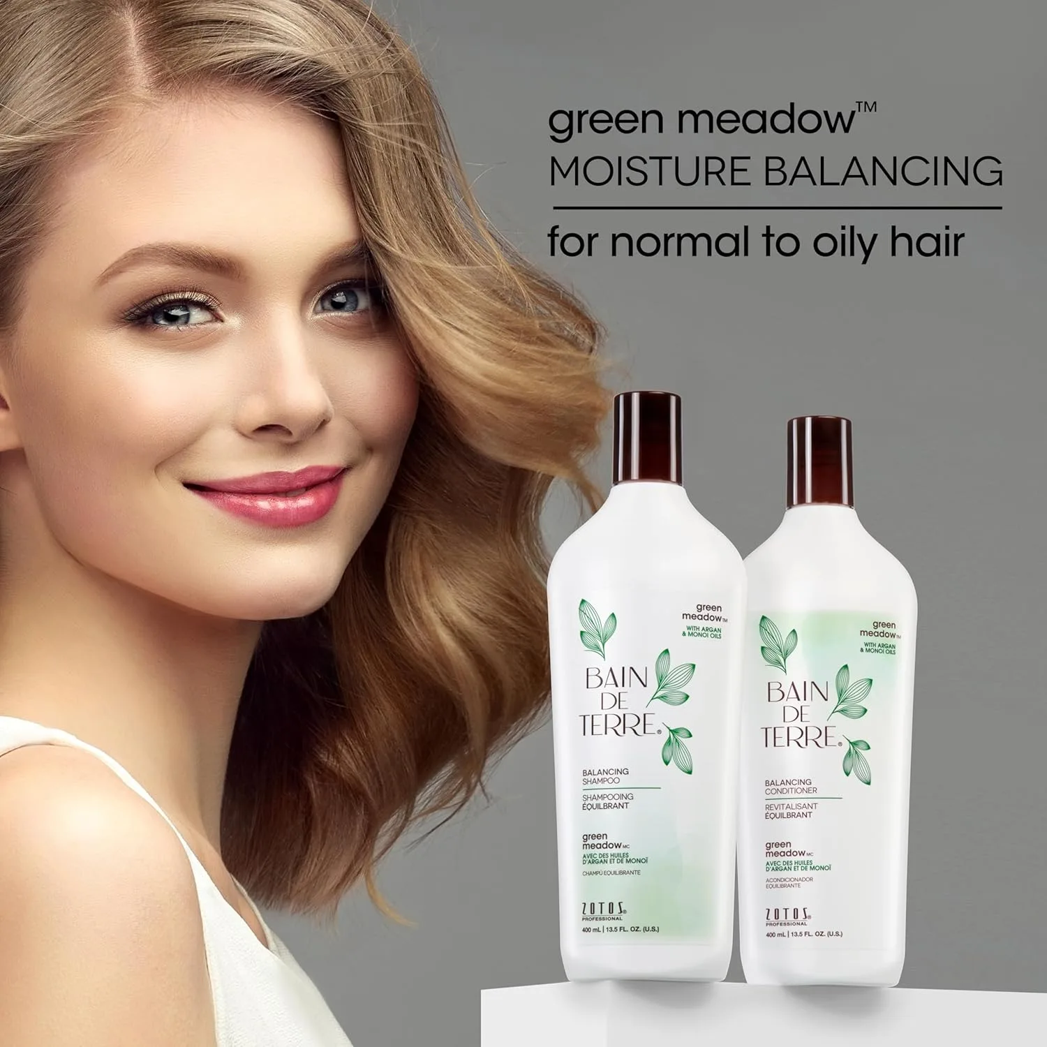 Кондиционер Bain de Terre Green Meadow Balancing для мягких, шелковистых и упругих волос с аргановым и монои маслами, без парабенов, для окрашенных волос, веганский (2 размера) 1000 мл (.) — фото 4