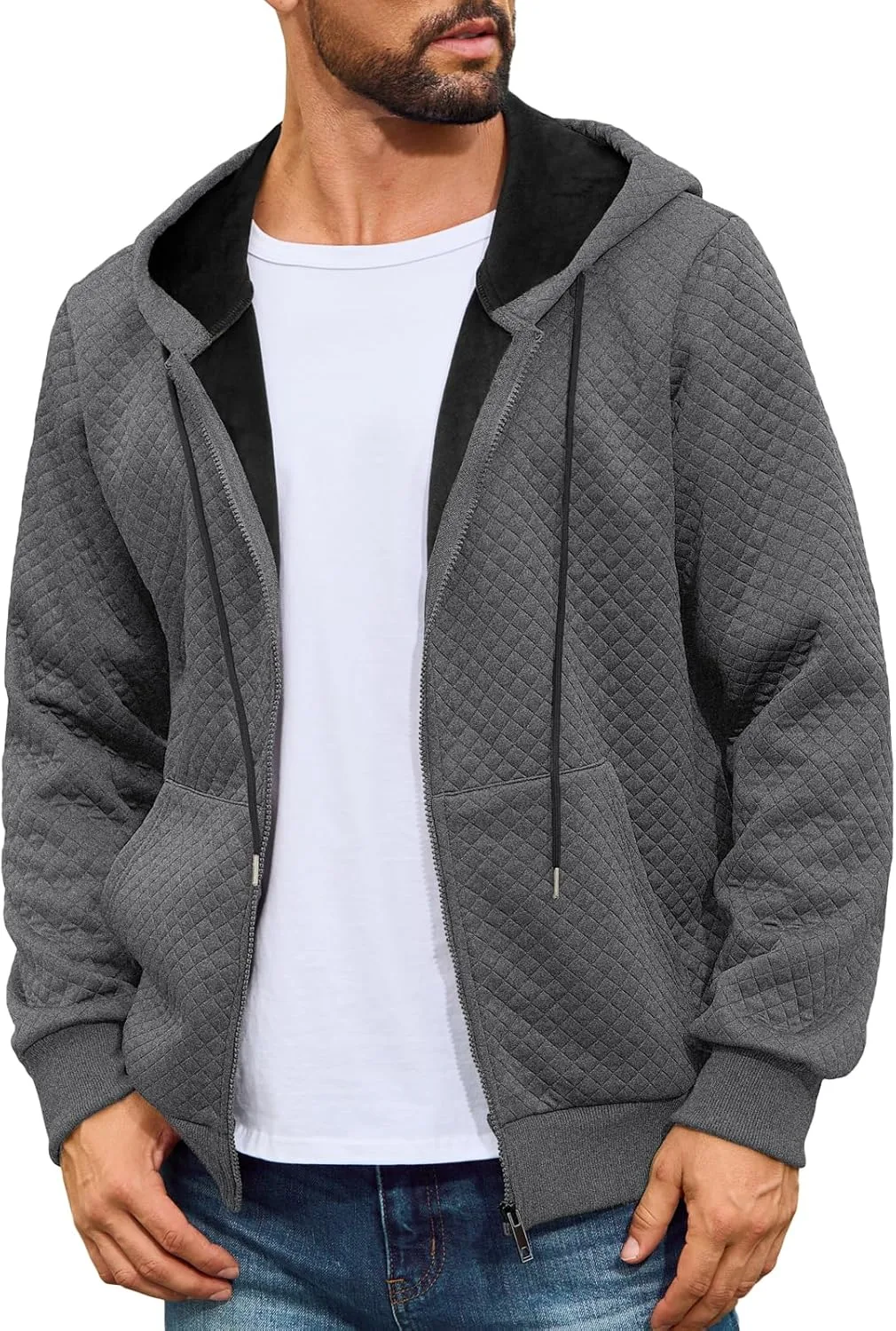 

Толстовка Auxo мужская с капюшоном на молнии, флисовая, утепленная