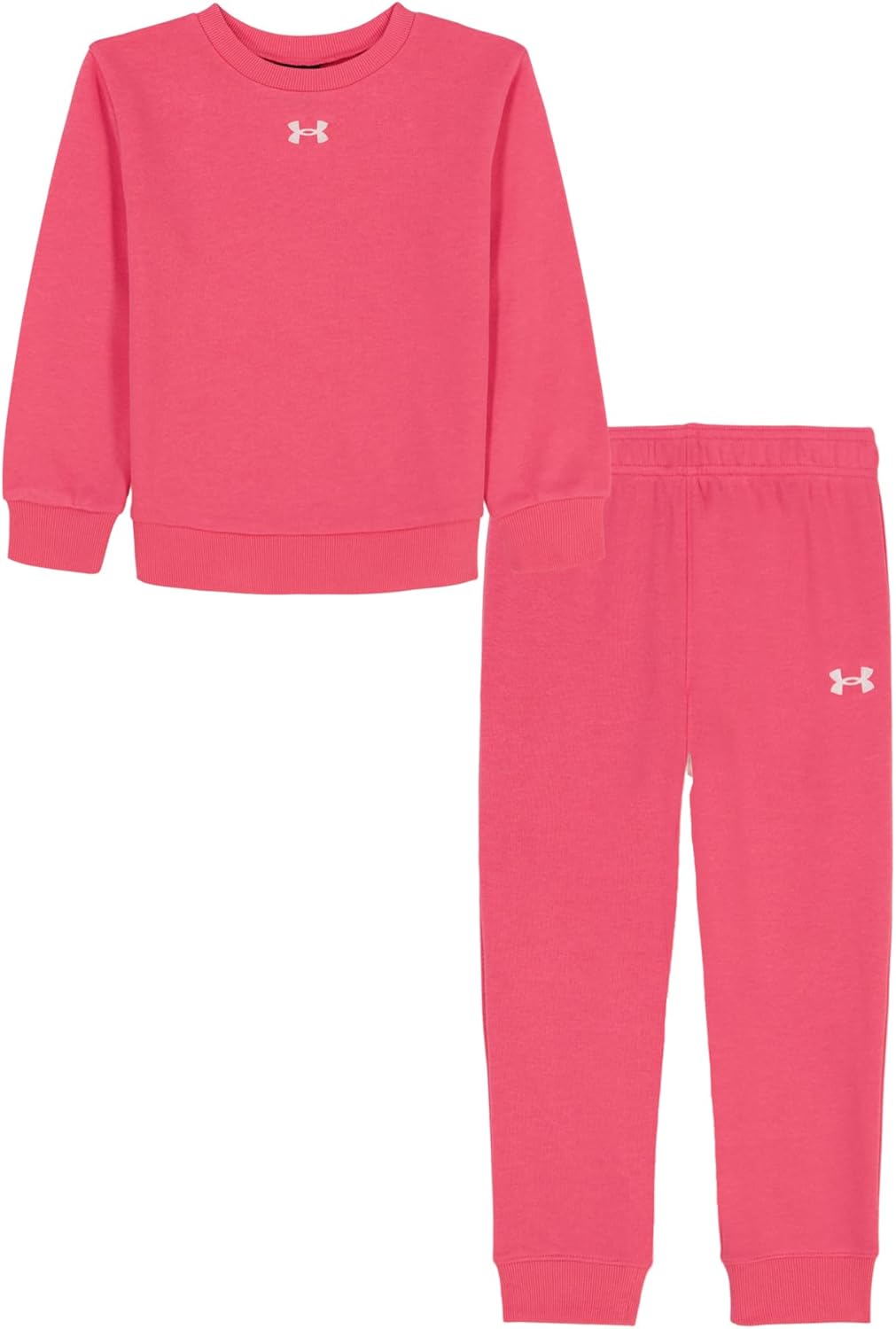 

Under Armour girls Short Sleeve Shirt and Shorts Set, Durable Stretch and Lightweight, Super Pink Crew Neck