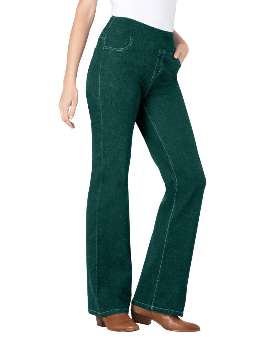 

Женские джинсы Within Tall Flex-Fit Pull-On Bootcut Gap-Free Stretch Denim Woman Within, Emerald green
