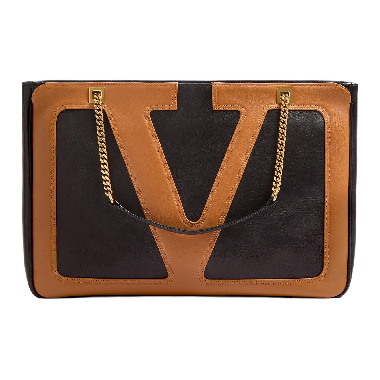 

Valentino Сумка через плечо из овчины, средняя женская сумка black & brown