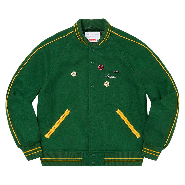 

Куртка Supreme x Jamie Reid It's All Bollocks Varsity Jacket 'Dark Green', зеленый