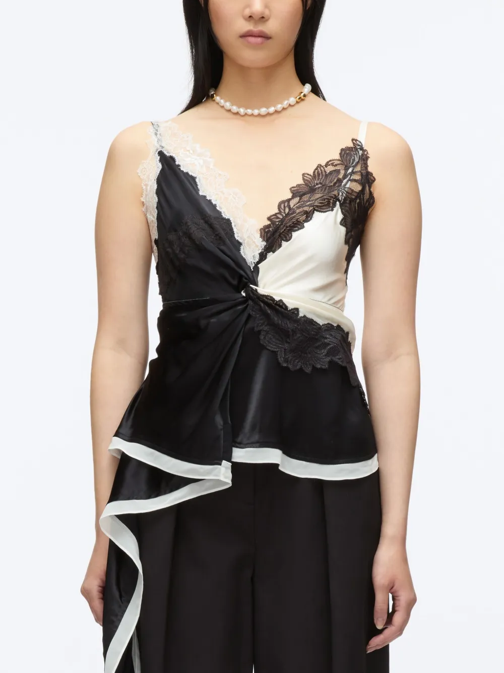 

Асимметричный атласный топ 3.1 Phillip Lim, черный