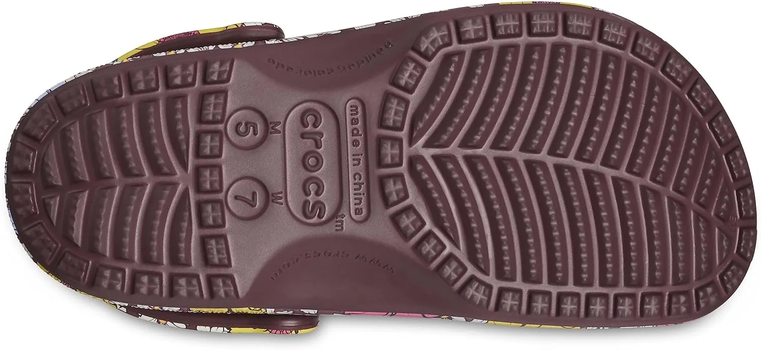 Crocs Classic Floral - сабо унисекс, вишневый — фото 3