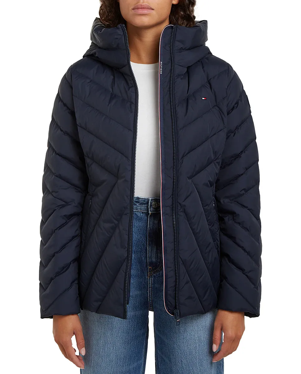 

Стеганое женское пальто на молнии Tommy Hilfiger, темно-синий