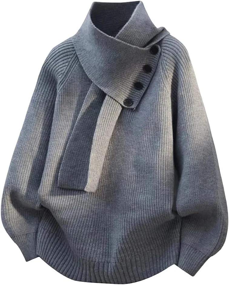 

Мужской свитер в корейском стиле с шарф-воротником