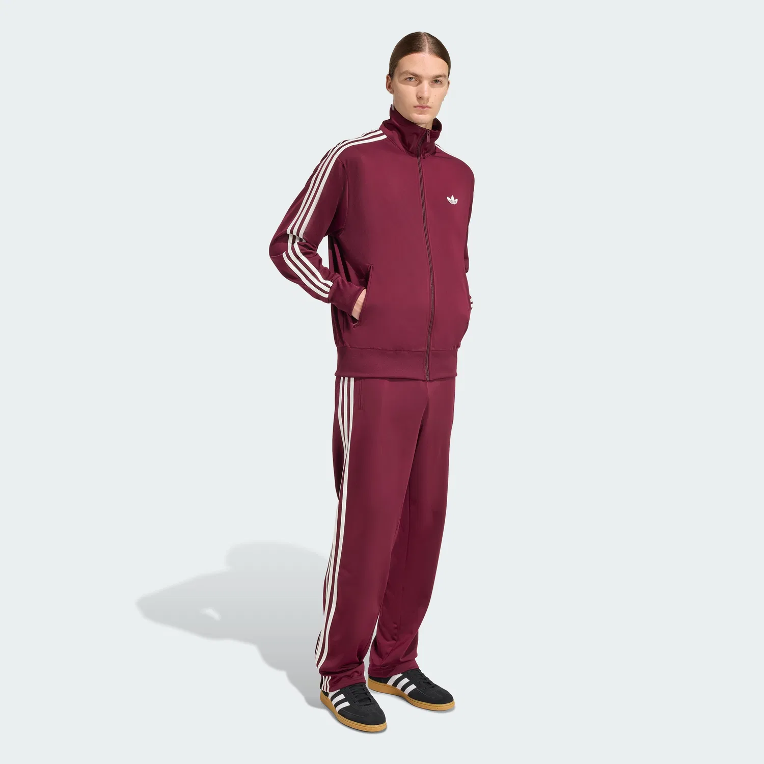 Мужской спортивный топ Adidas Firebird, бордовый/белый — фото 3