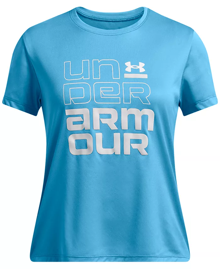 

Футболка с коротким рукавом и графическим принтом Big Girls Tech Split Wordmark Under Armour, синий