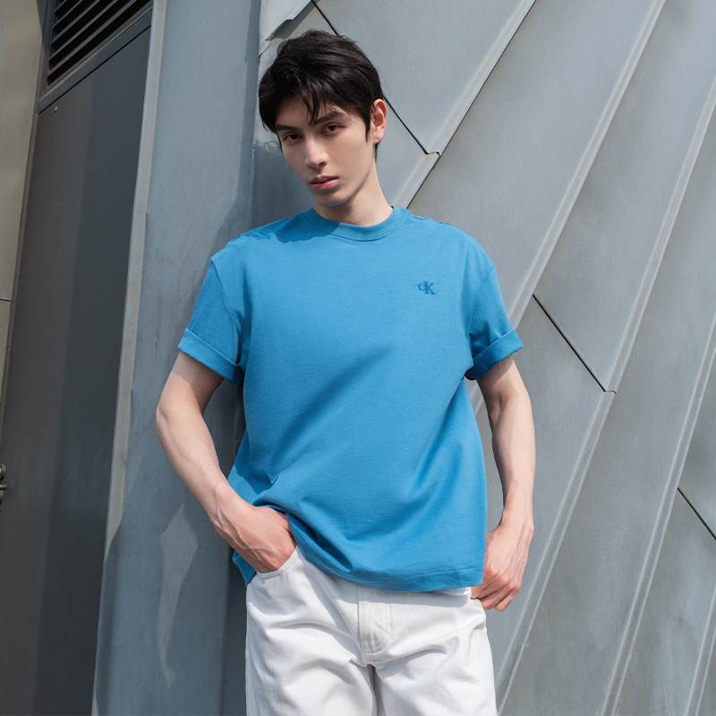 Футболка CALVIN KLEIN мужская сапфирово-синяя, CFG-Sapphire Blue — фото 4